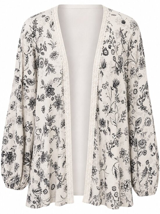 24/7 Maurices Sweaters - Maurices Plus Size XXL Crochet Trim Paisley Floral Open Front Cardigan Peasant